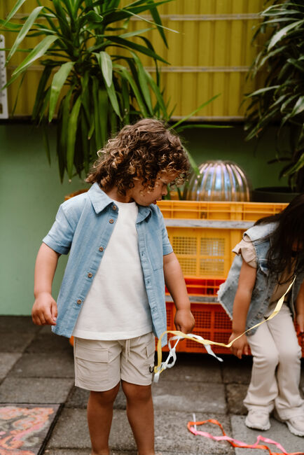 Lichtblauwe DAILY7 T-shirt SHIRT STRIPED - large