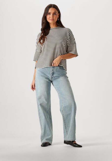 SUMMUM T-shirt BOXY TOP STRIPE WAFFLE en bleu - large