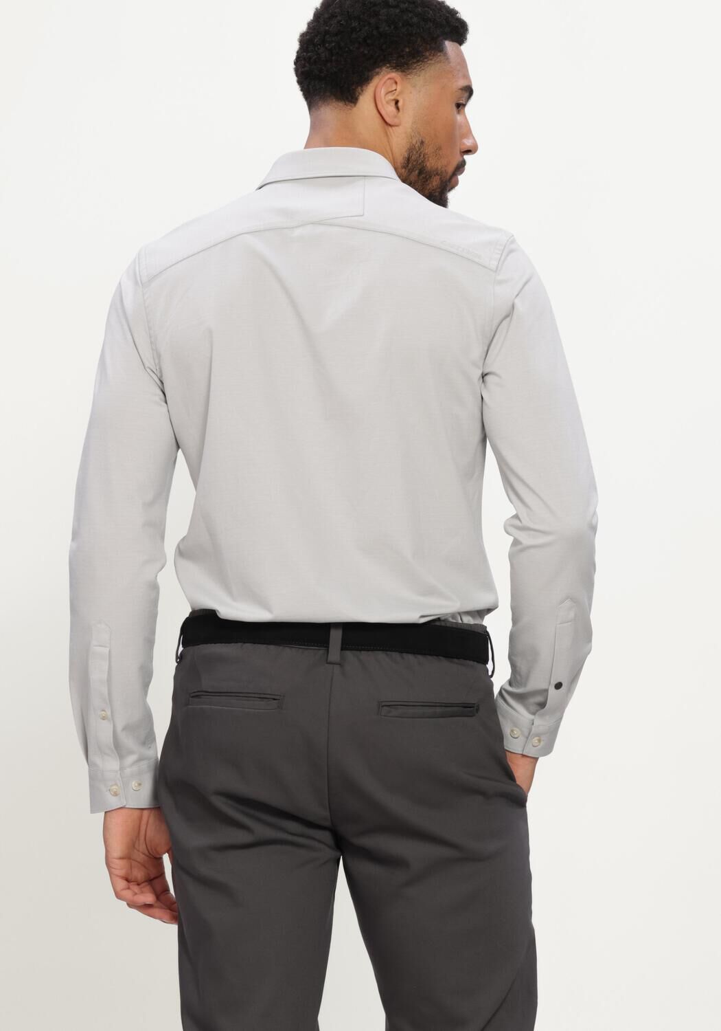 CAST IRON Chemise classique LONG SLEEVE SHIRT TWILL JERSEY Gris clair - large