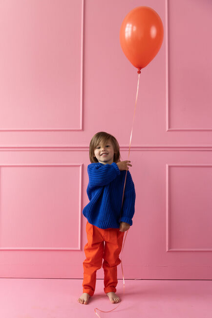 Blauwe YUKI KIDSWEAR Trui CHUNKY KNITTED SWEATER - large