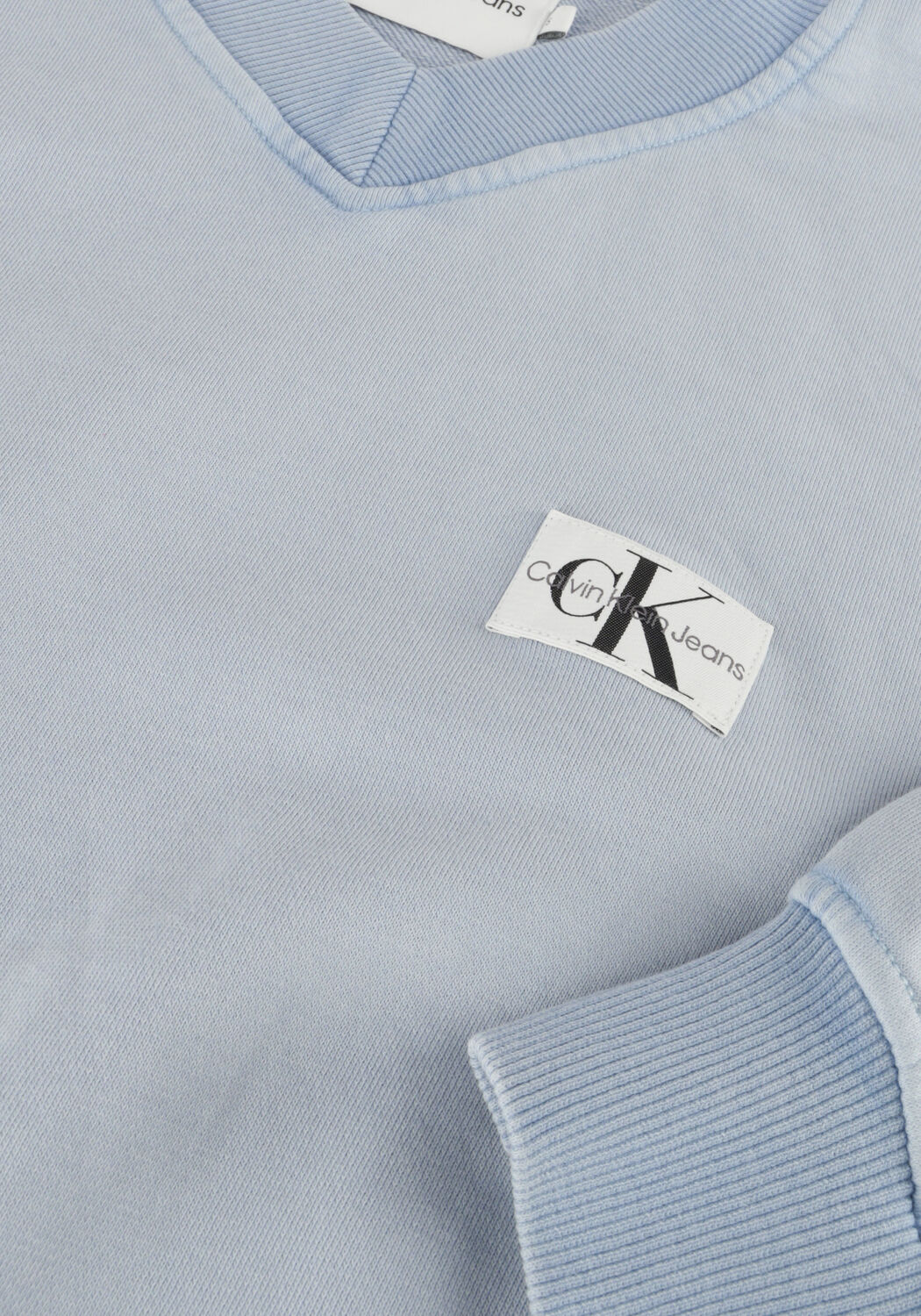 Lichtblauwe CALVIN KLEIN Trui WOVEN LABEL WASHED V-NECK - large