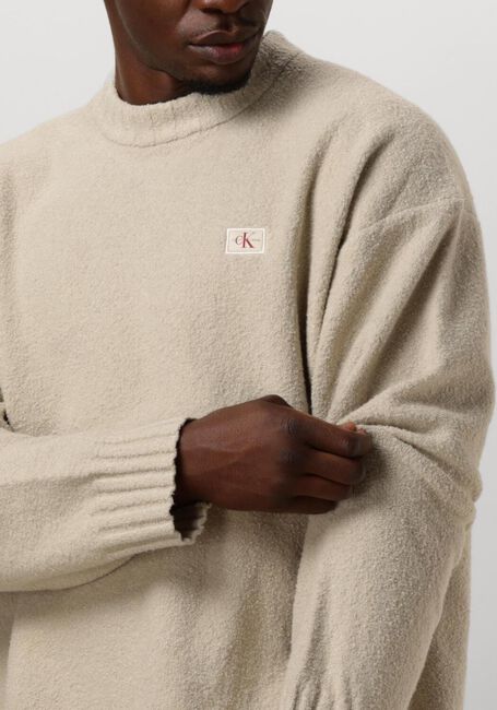 Beige CALVIN KLEIN Trui BOUCLE BOXY SWEATER - large