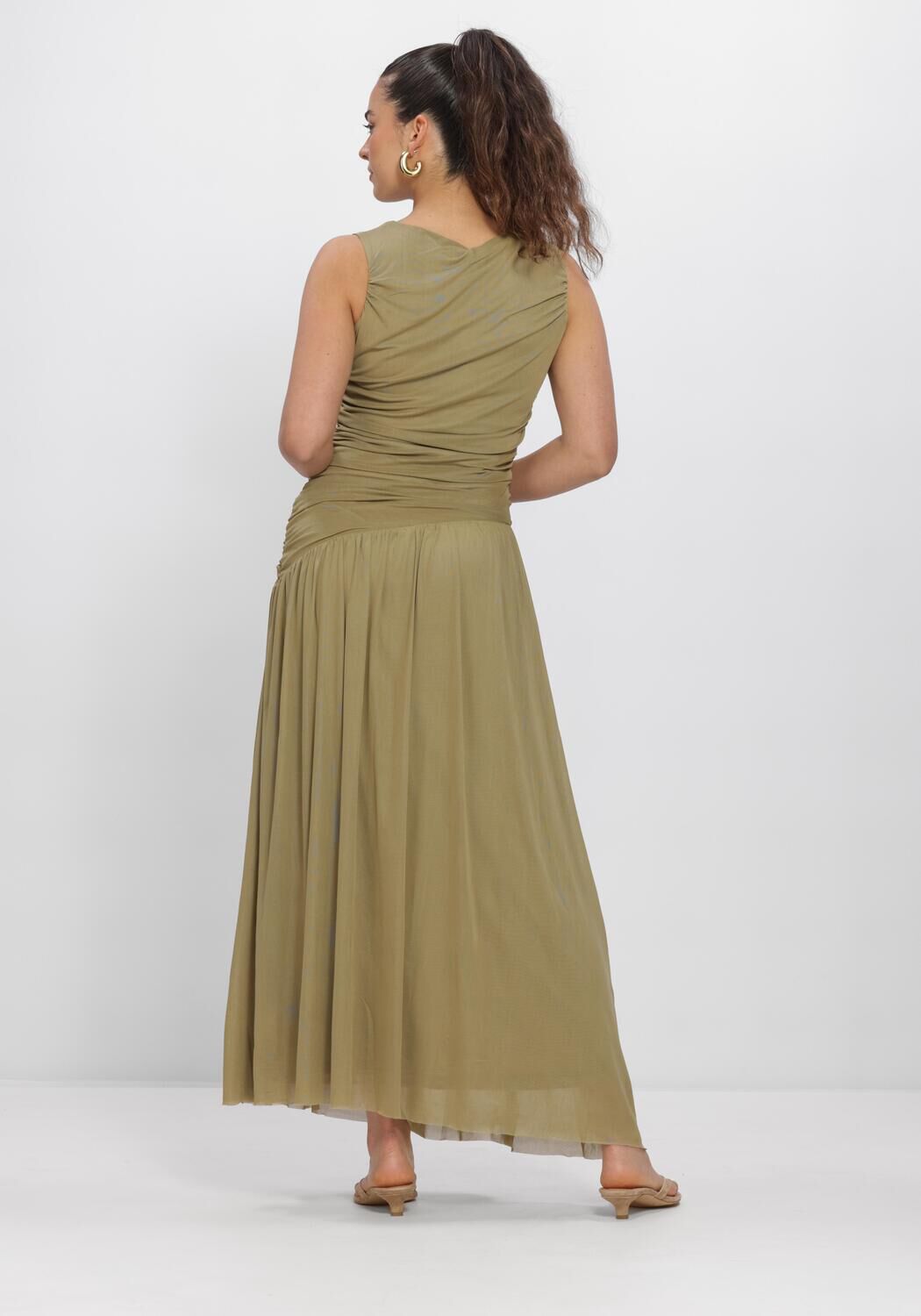Groene NEO NOIR Maxi jurk CLUDINE MESH DRESS - large