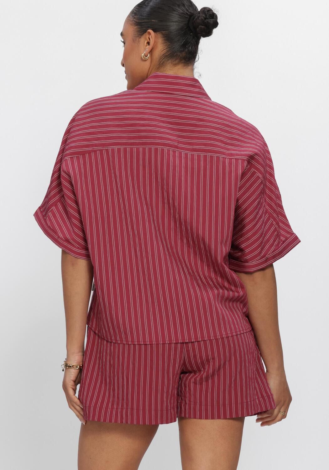 CATWALK JUNKIE STRIPED SHORT SLEEVE BLOUSE Blouses en rouge - large