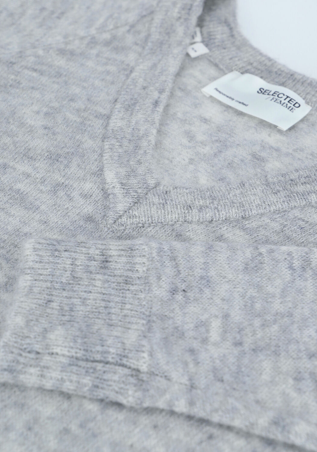 SELECTED WOMEN Pull LULU LS KNIT V-NECK B Gris clair - large