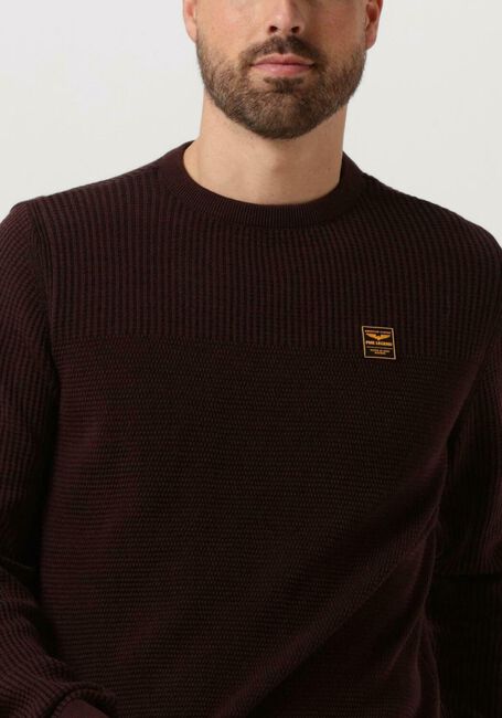 PME LEGEND Pull CREWNECK COTTON PLATED Bordeaux - large