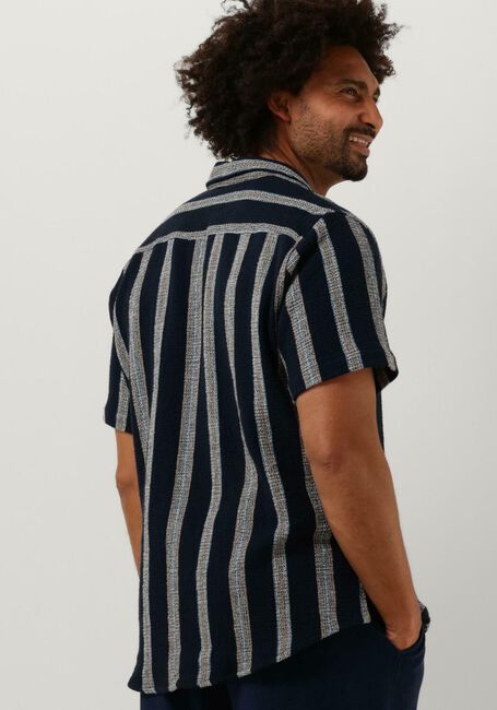 Donkerblauwe WOODBIRD Casual overhemd HALE STRIPED SHIRT - large