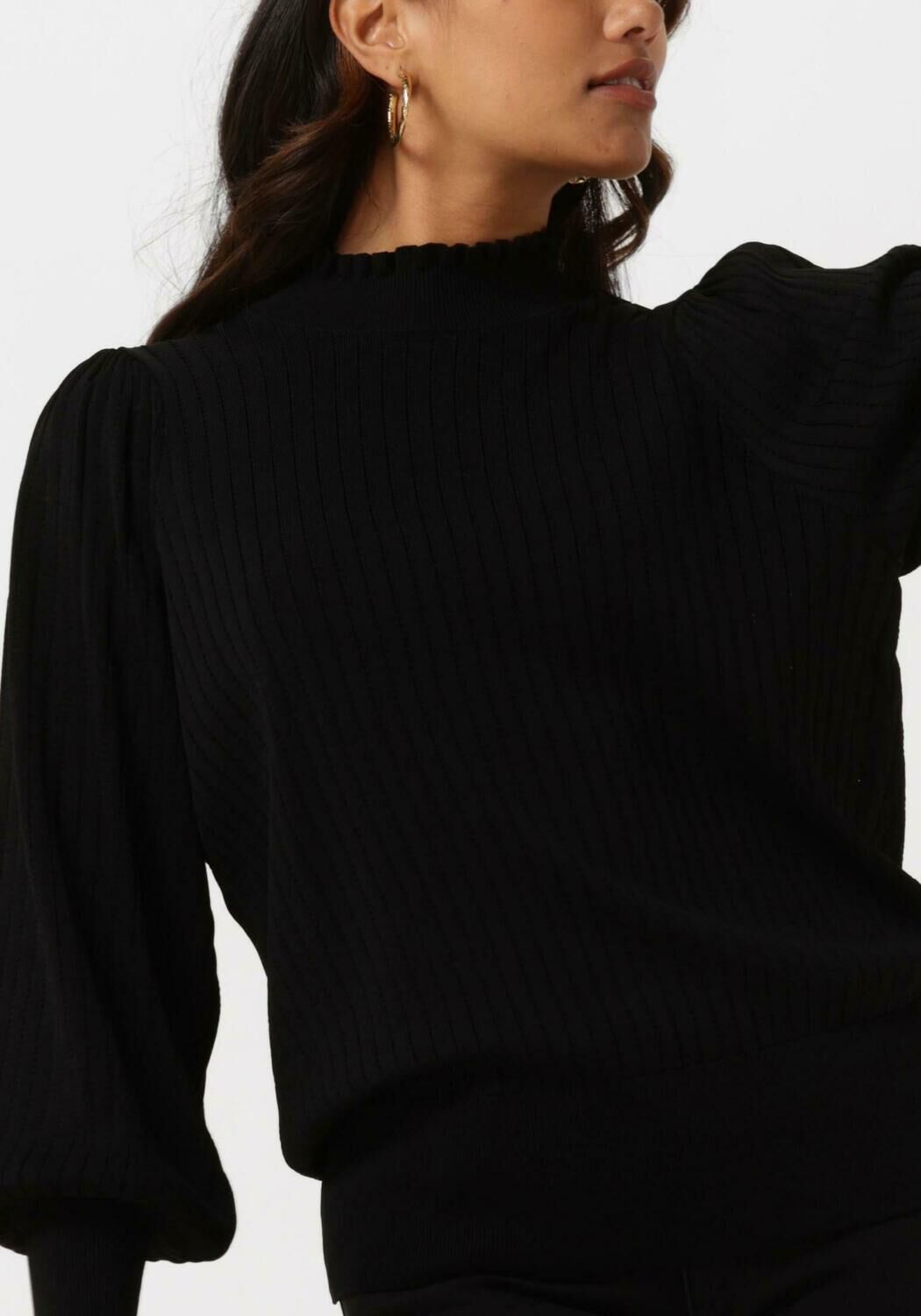 Zwarte SUMMUM Trui BALLOON SLEEVE SWEATER VISCOSE POLYAMIDE KNIT