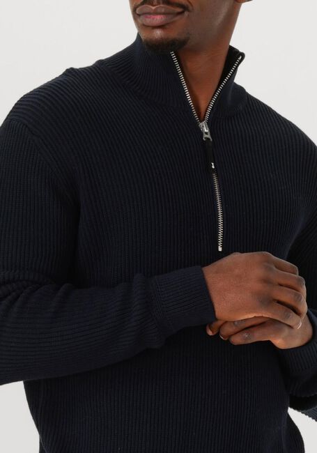 Donkerblauwe BUTCHER OF BLUE Trui GALWAY HALF ZIP - large