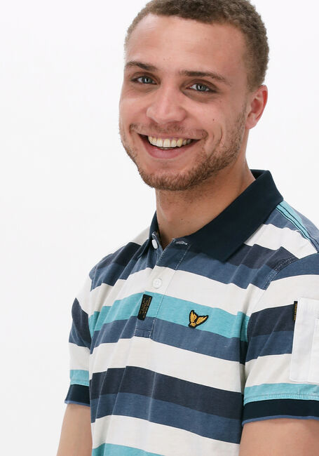 Blauwe PME LEGEND Polo SHORRT SLEEVE POLO WASHED JERSEY STRIPE - large