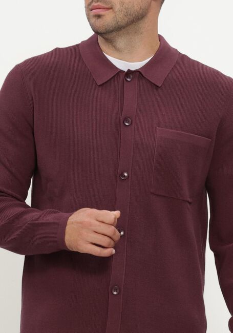 Bordeaux ANERKJENDT Vest AKSVEND NEEDLE RIB KNIT CARDIGAN - large