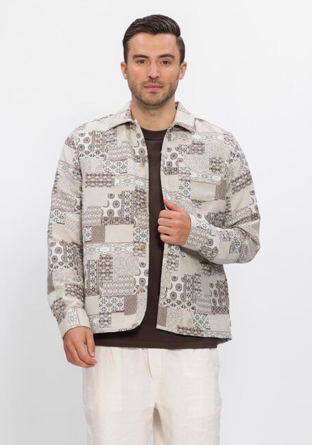 Beige LES DEUX  LAYTON PATCHWORK JACQUARD OVERSHIRT - large