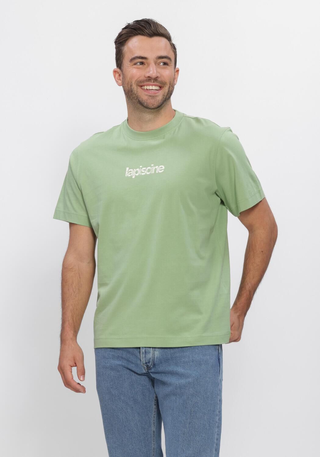 SELECTED MEN T-shirt SLHASPEN GRAPHIC SS TEE en vert - large