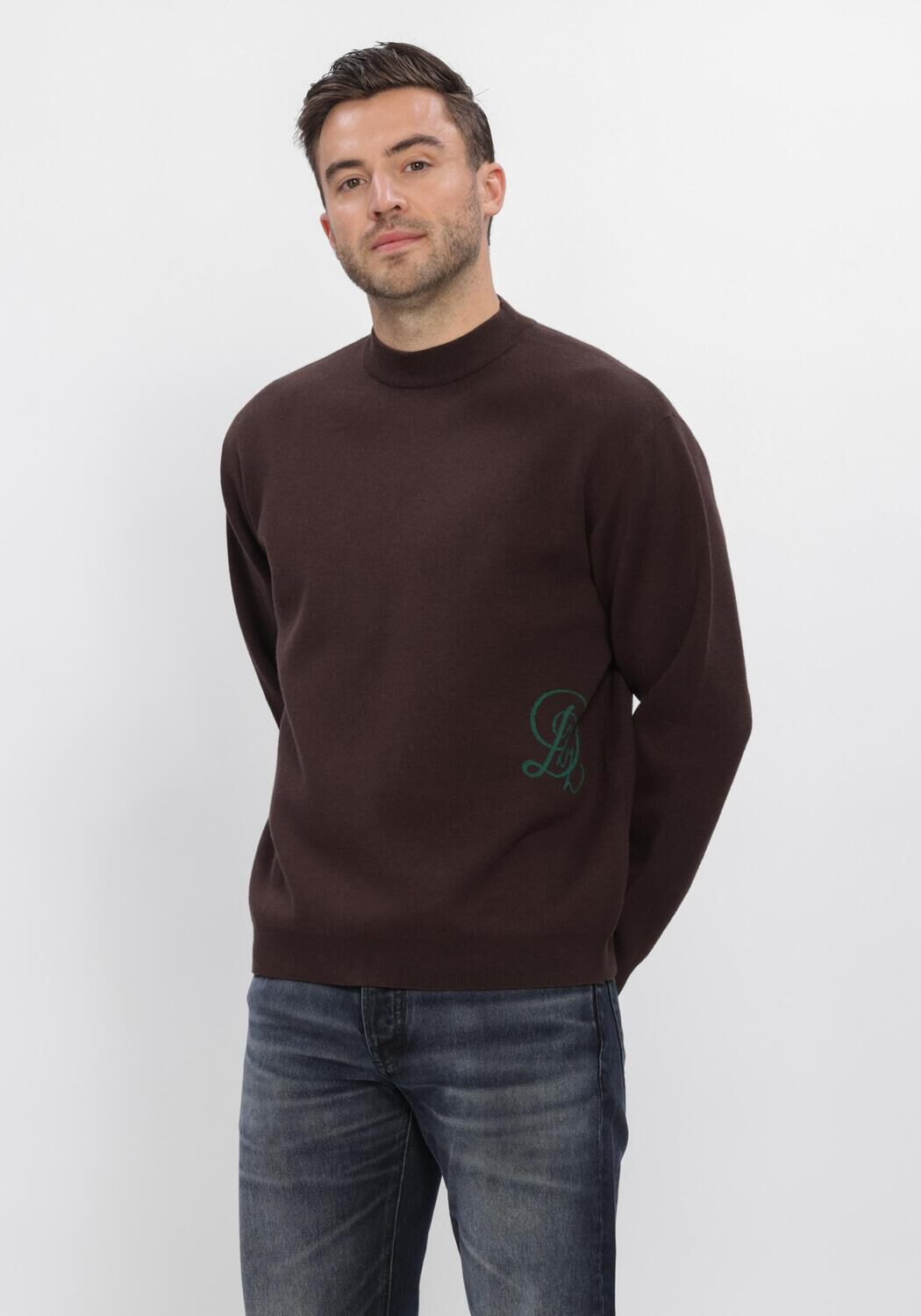 DSTREZZED Pull DS_PERCY MOCKNECK en marron - large