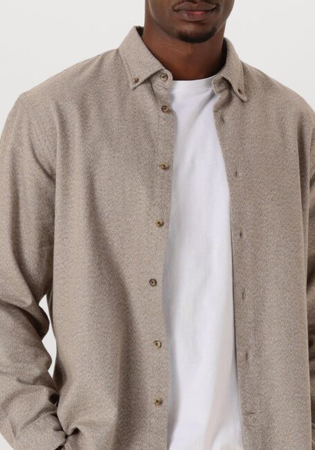 SELECTED HOMME Chemise décontracté SLHREGNOAG MIX BDWN LS SHIRT CAMP en beige - large