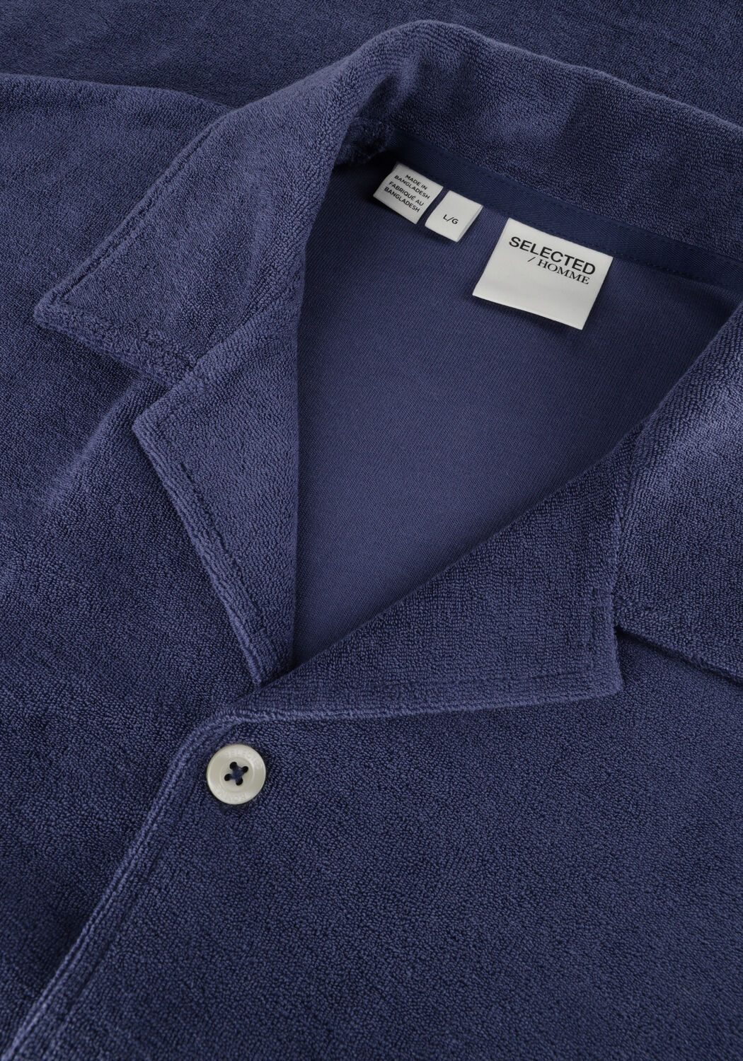 SELECTED MEN Chemise d&eacute;contract&eacute; SLHRELAXTALON TOWEL SS JERSEY SHIRT en bleu - large