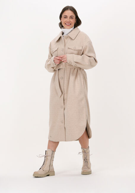 Beige NA-KD Mantel CHEST POCKET BELTED JACKET - large