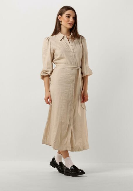 Y.A.S. Robe midi YASFLAXY 3/4 LINEN SHIRT DRESS en beige - large