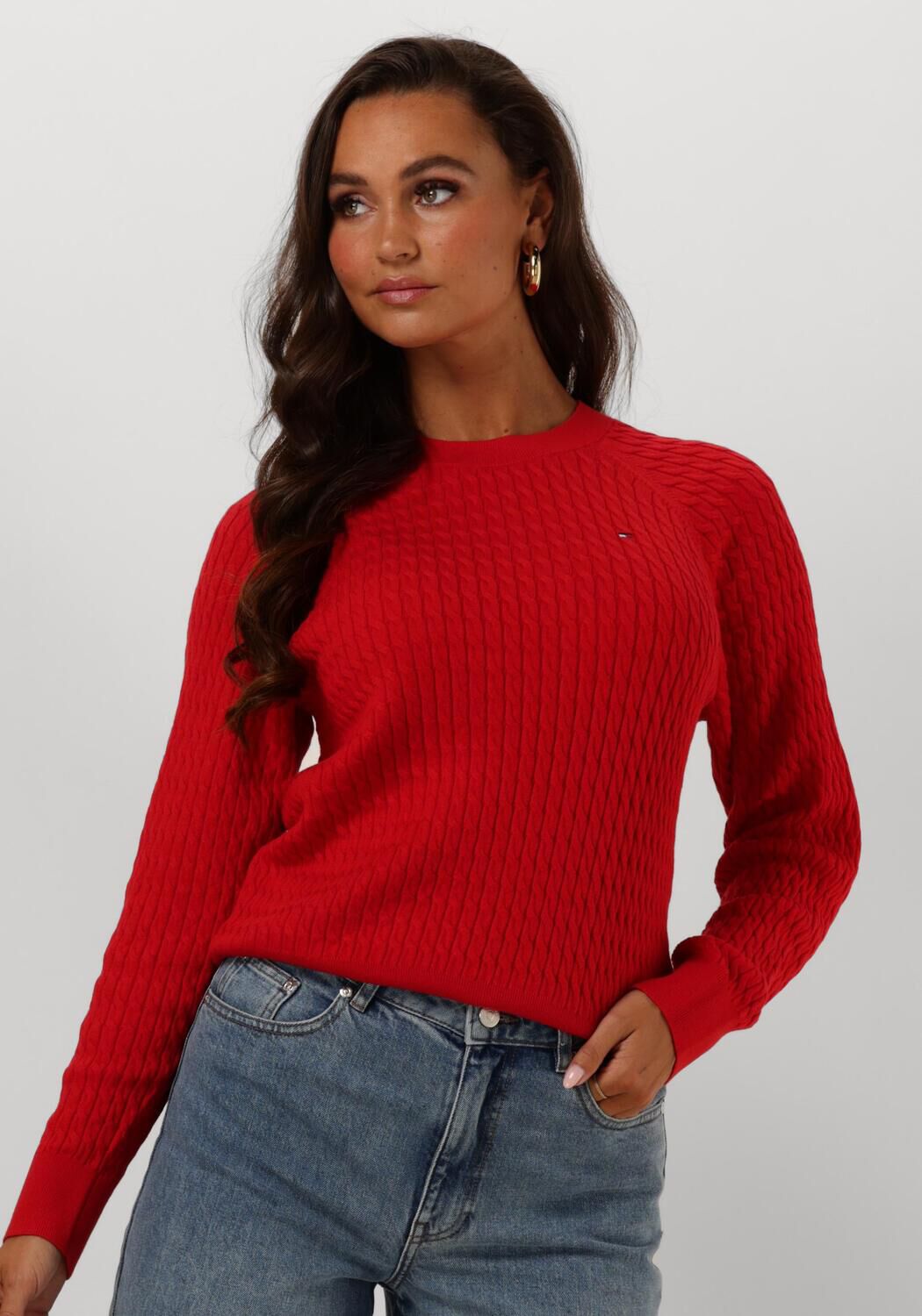 Rode TOMMY HILFIGER Trui CO CABLE C NK SWEATER Omoda