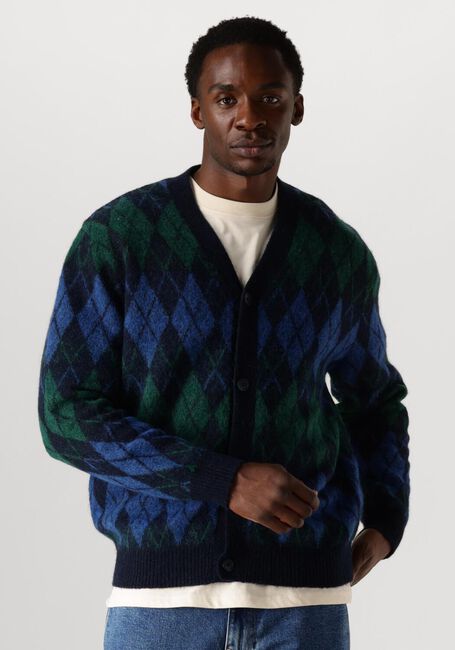 SELECTED HOMME Gilet SLHRAI LS KNIT RELAXED ARGYLE CARDIGAN Bleu foncé - large