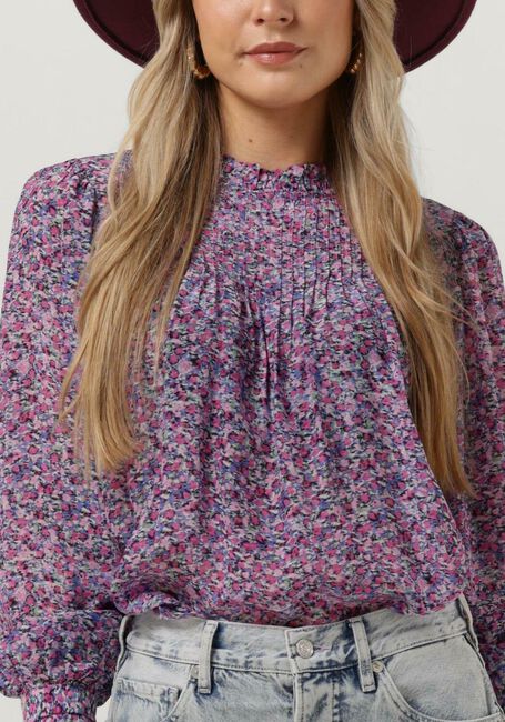 Paarse SCOTCH & SODA  PINTUCK BLOUSE WITH RUFFLE COLLAR - large