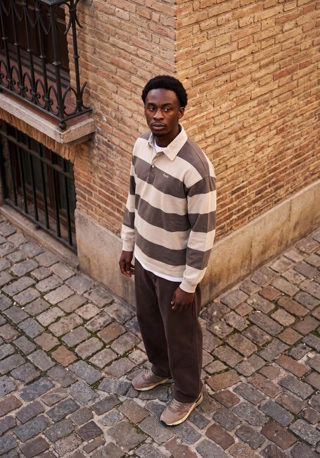 FOR&Eacute;T Polo MATCH RUGBY SWEATSHIRT WOOD STRIPE en beige - large