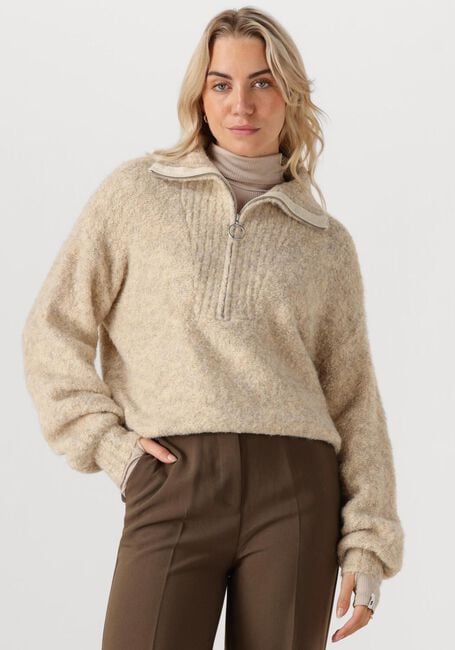 SIMPLE Pull KNIT-BOUCLE-25-3 en beige - large