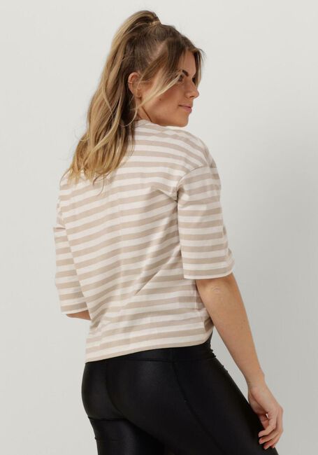 Beige ESMÉ STUDIOS T-shirt SIGNE STRIPED BOXY T-SHIRT - GOTS - large