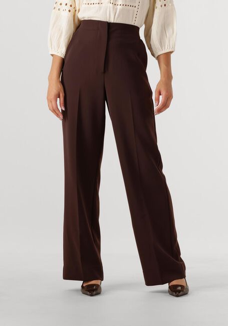 SECOND FEMALE Pantalon large FIQUE CLASSIC TROUSERS en marron - large