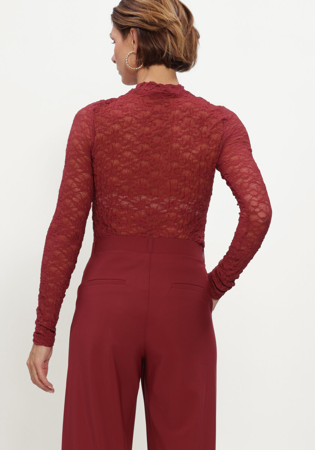 STUDIO ANNELOES Haut Reagan lace col top Bordeaux - large
