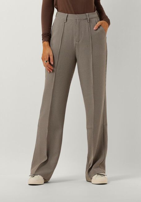 Bruine COLOURFUL REBEL Pantalon RUS CHECK PINTUCK HIGH WAIST PANTS - large