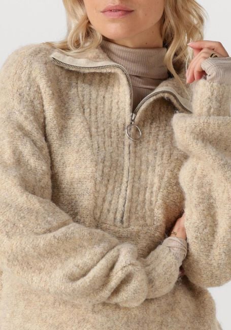 SIMPLE Pull KNIT-BOUCLE-25-3 en beige - large