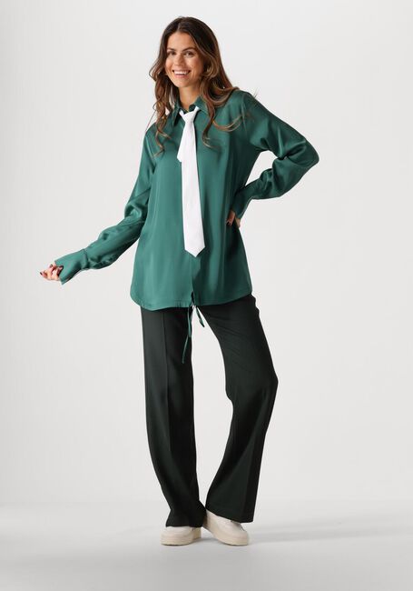 Groene VANILIA Flared broek WAFEL FLARED - large