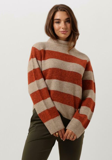 MOS MOSH Col roulé MMAIDY THORA STRIPE ROLLNECK KNIT en orange - large