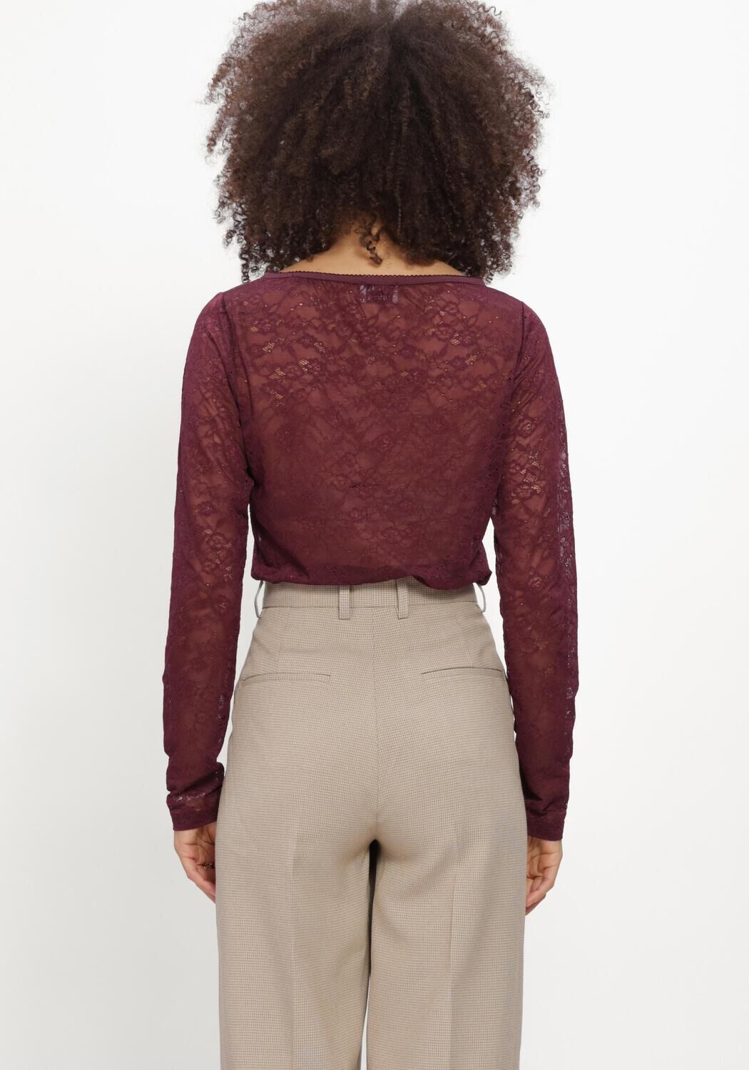 CATWALK JUNKIE Haut LACE LONG SLEEVE Bordeaux - large