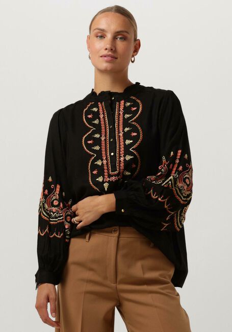 SUMMUM Blouse TOP EMBROIDERED CREPE en noir - large