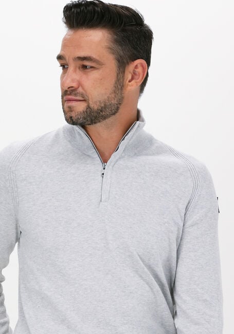 Lichtgrijze VANGUARD Sweater HALF ZIP COLLAR COTTON MELANGE - large