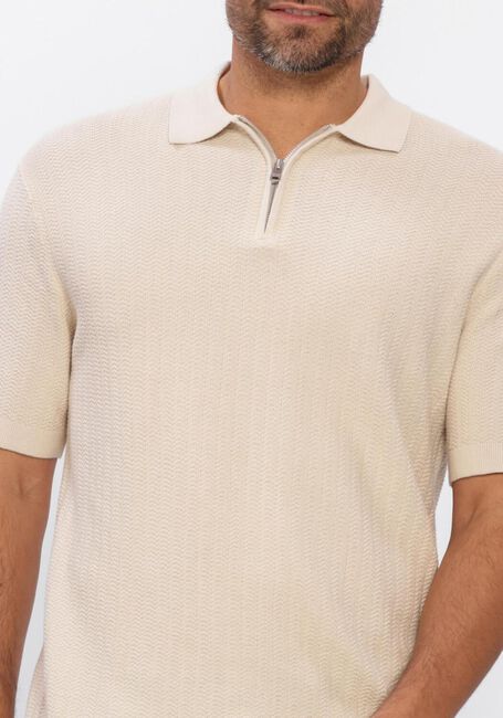 Beige SELECTED MEN Polo / T-shirt SLHCRAN SS KNIT STRUCTURE ZIP  POLO NOOS - large