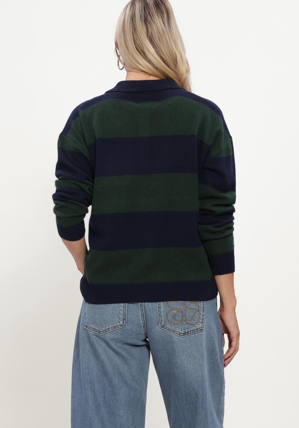 Donkergroene MY ESSENTIAL WARDROBE Trui MWJOLA KNIT POLO PULLOVER - large