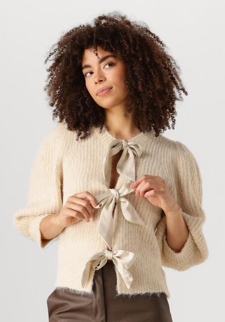 CO'COUTURE Pull CORALIE CC BOW RIB CARDIGAN Écru - large