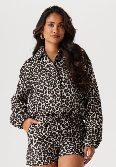 COLOURFUL REBEL Jack BENTE LEOPARD JACQUARD BOMBER JACKET en marron - large