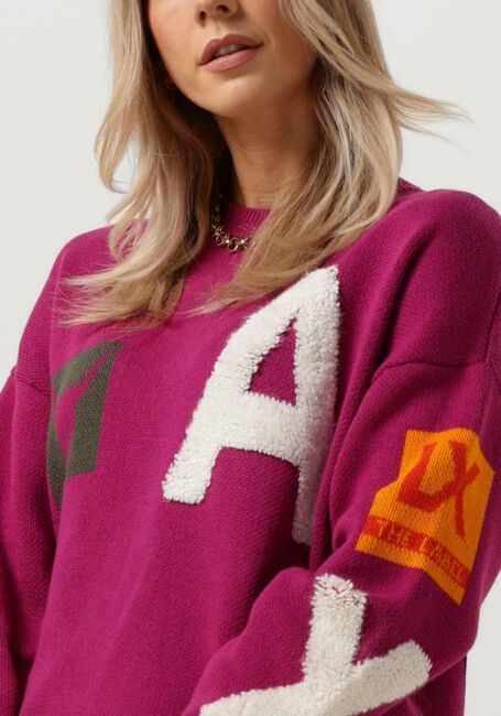 ALIX THE LABEL Pull LADIES KNITTED ART WORK PULLOVER Bordeaux - large