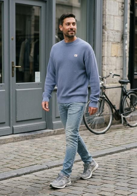 CALVIN KLEIN Pull LS EZ COTTON WAFFLE CREWNK SWTR 9 en bleu - large