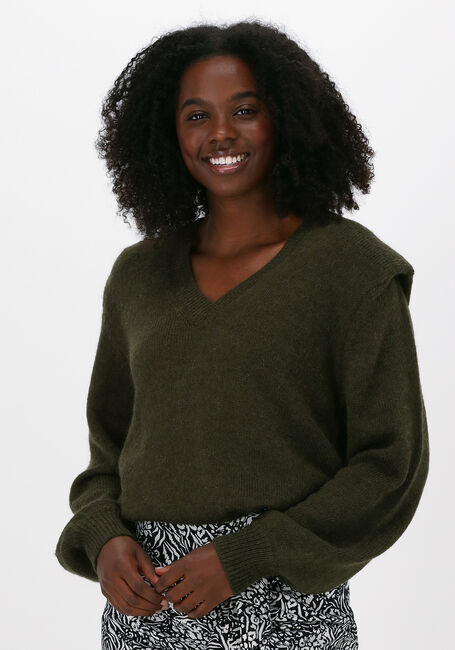 Donkergroene ALIX THE LABEL Trui V NECK PULLOVER - large