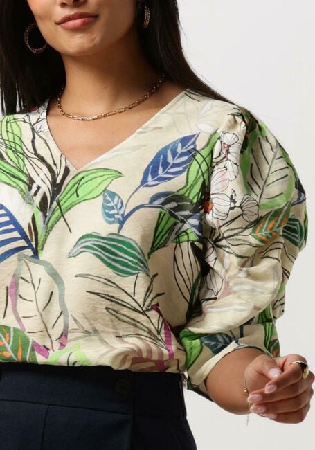 JANSEN AMSTERDAM Haut WB180 PRINTED WRINKEL DETAIL SHORT SLEEVE TOP Sable - large