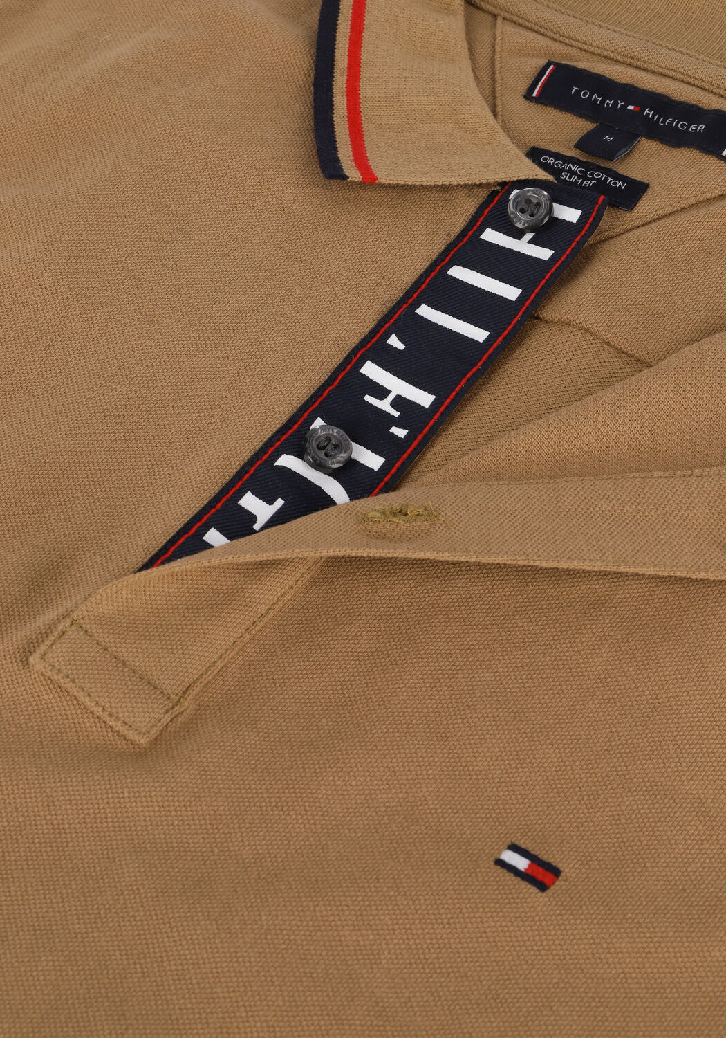 Khaki TOMMY HILFIGER Polo TIPPED HILFIGER PLACKET SLM POLO - large