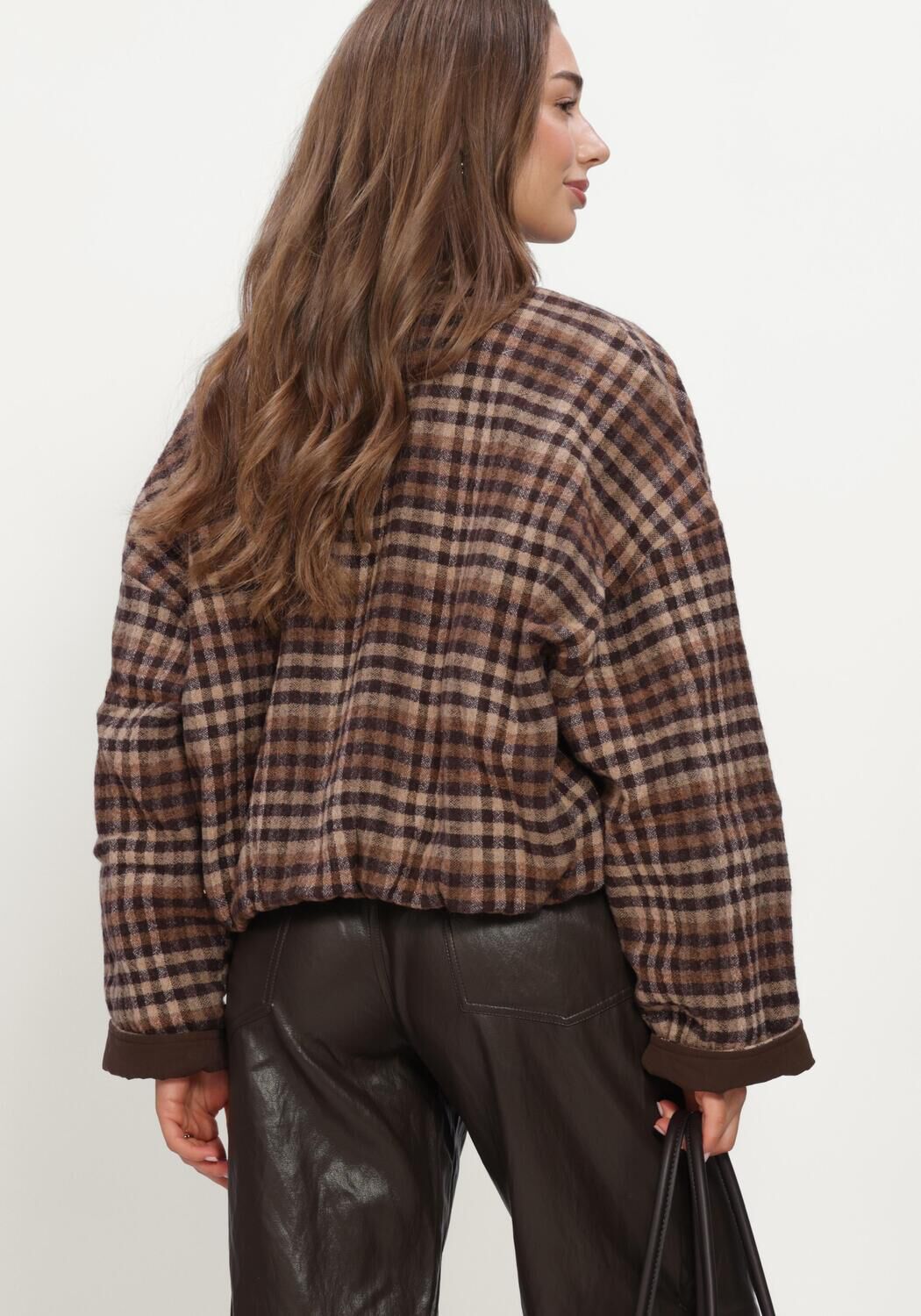Bruine RUBY TUESDAY Jack CIDORE WOOLEN CHECK BOMBER JACKET - large