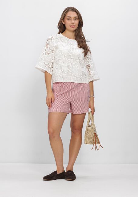 POM AMSTERDAM SHORTS SEERSUCKER RED WHITE Pantalons en rouge - large