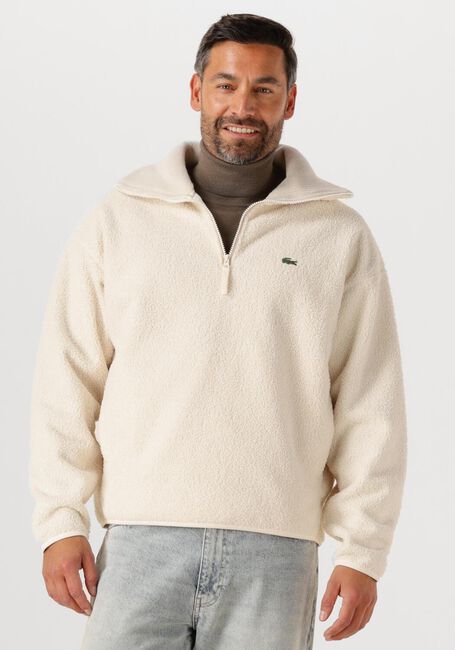 LACOSTE Pull HIGH NECK ZIPPED FLEECE SWEATSHIRT Crème - large