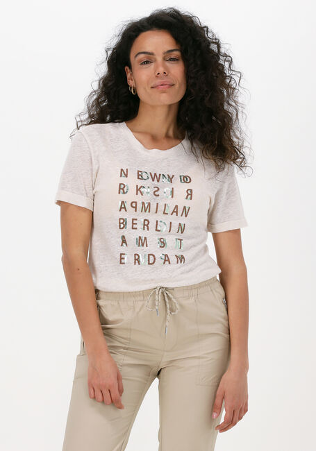 Beige SUMMUM T-shirt TEE CITY ARTWORK LINEN JERSEY - large